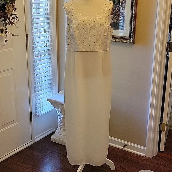 Coldwater Creek cream beaded sleeveless dress textured beaded jacket size 14…EUC - Picture 7 of 10